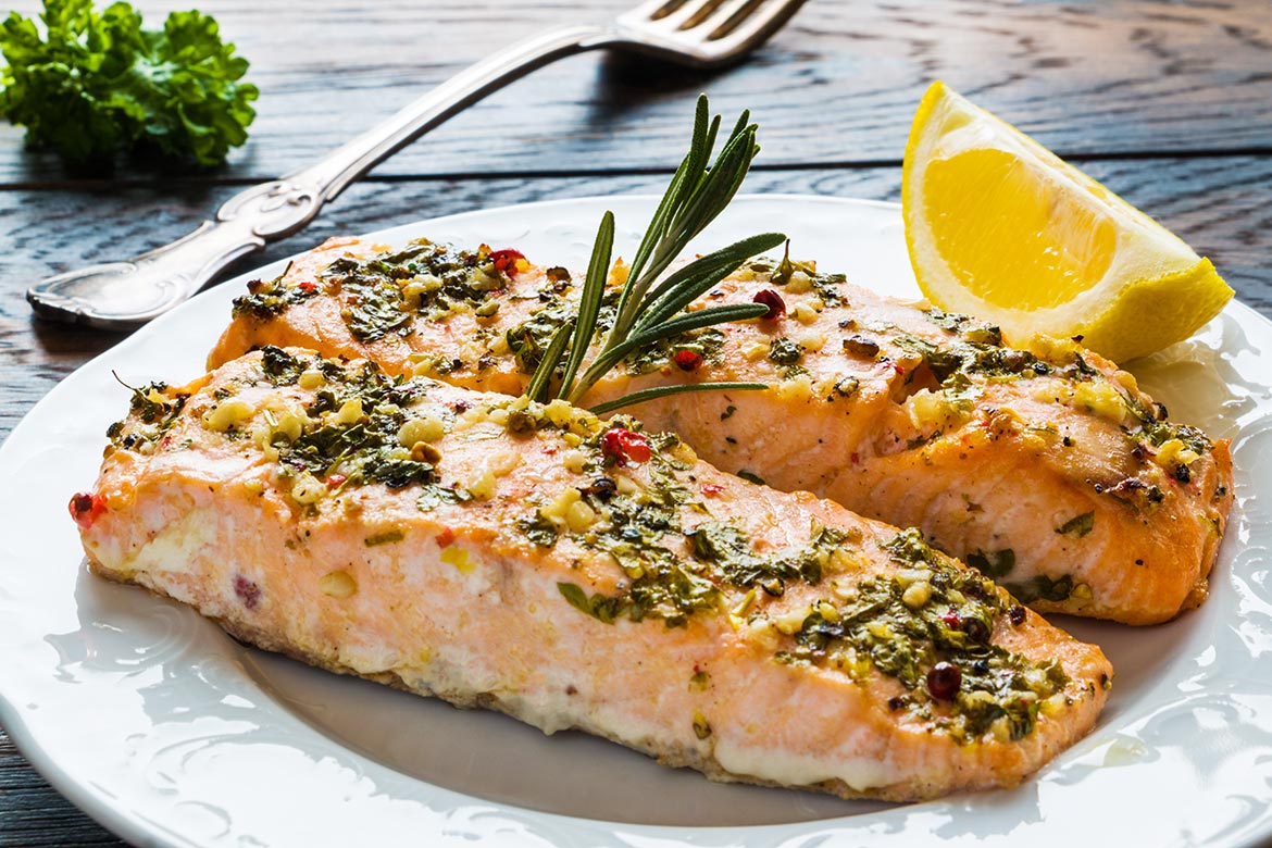 Roasted Salmon with Garlic & Herbs Recipe