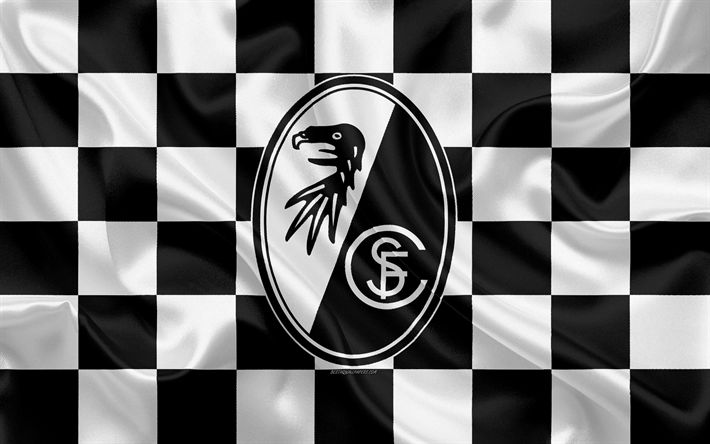 Download wallpapers SC Freiburg, 4k, logo, creative art, black and white checkered flag, German football club, Bundesliga, emblem, silk texture, Freiburg, Germa… | Sc freiburg, German football clubs, Creative art