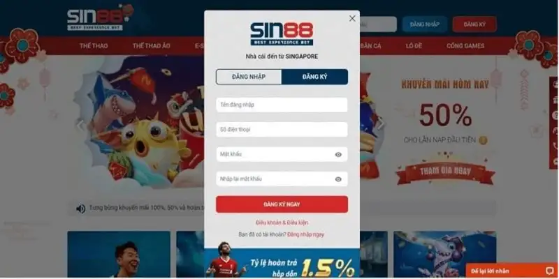 Chỉ dẫn đăng ký nhà cái SIN88 đơn giản dành cho các tân thủ