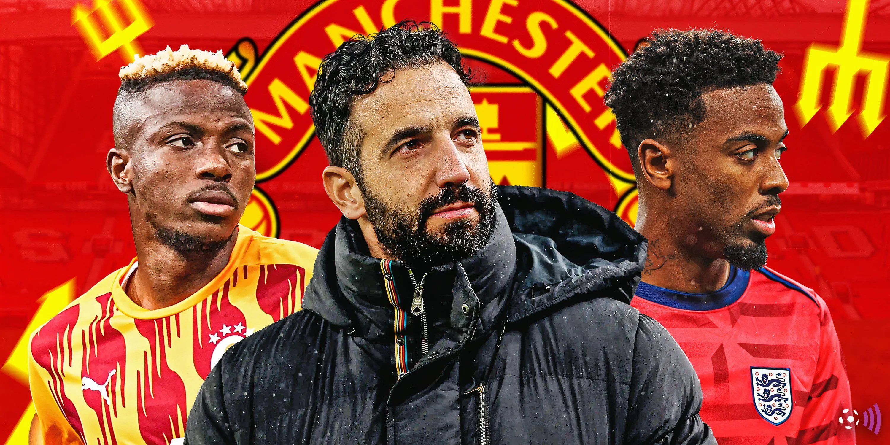 Hình ảnh HLV Amorim cùng các mục tiêu chuyển nhượng tiềm năng của Man Utd như Osimhen và Gomes