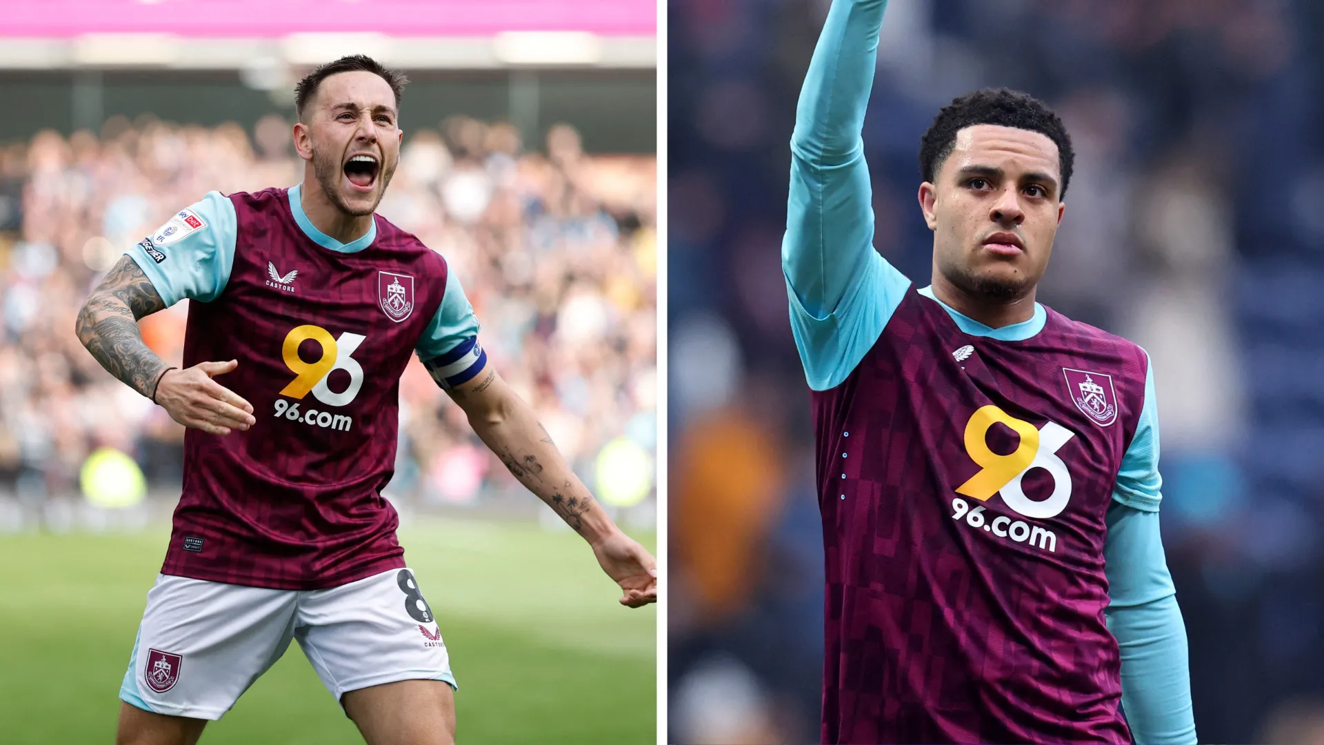 Josh Brownhill và CJ Egan-Riley trong màu áo Burnley