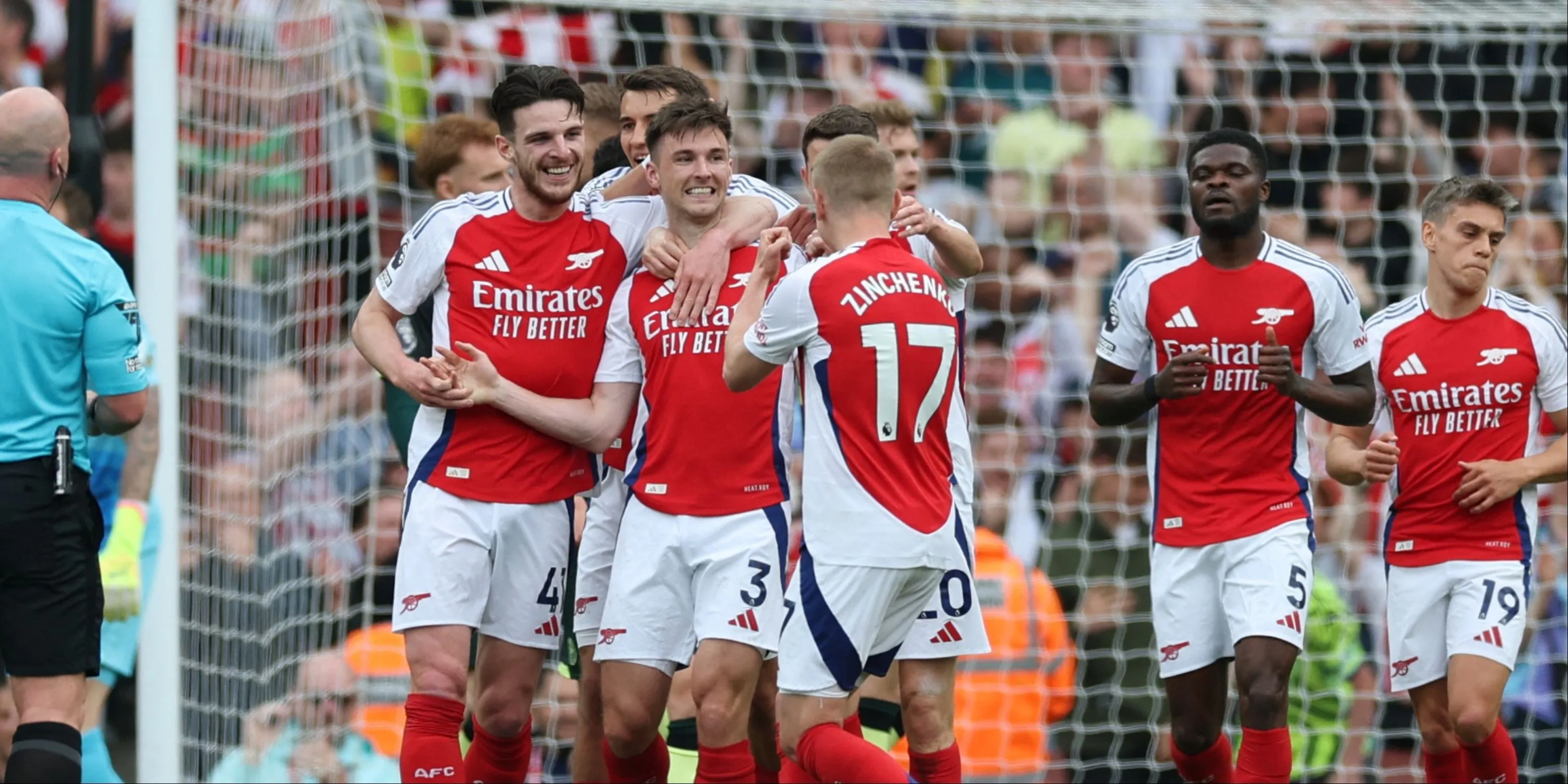Oleksandr Zinchenko, Declan Rice và Kieran Tierney trong màu áo Arsenal
