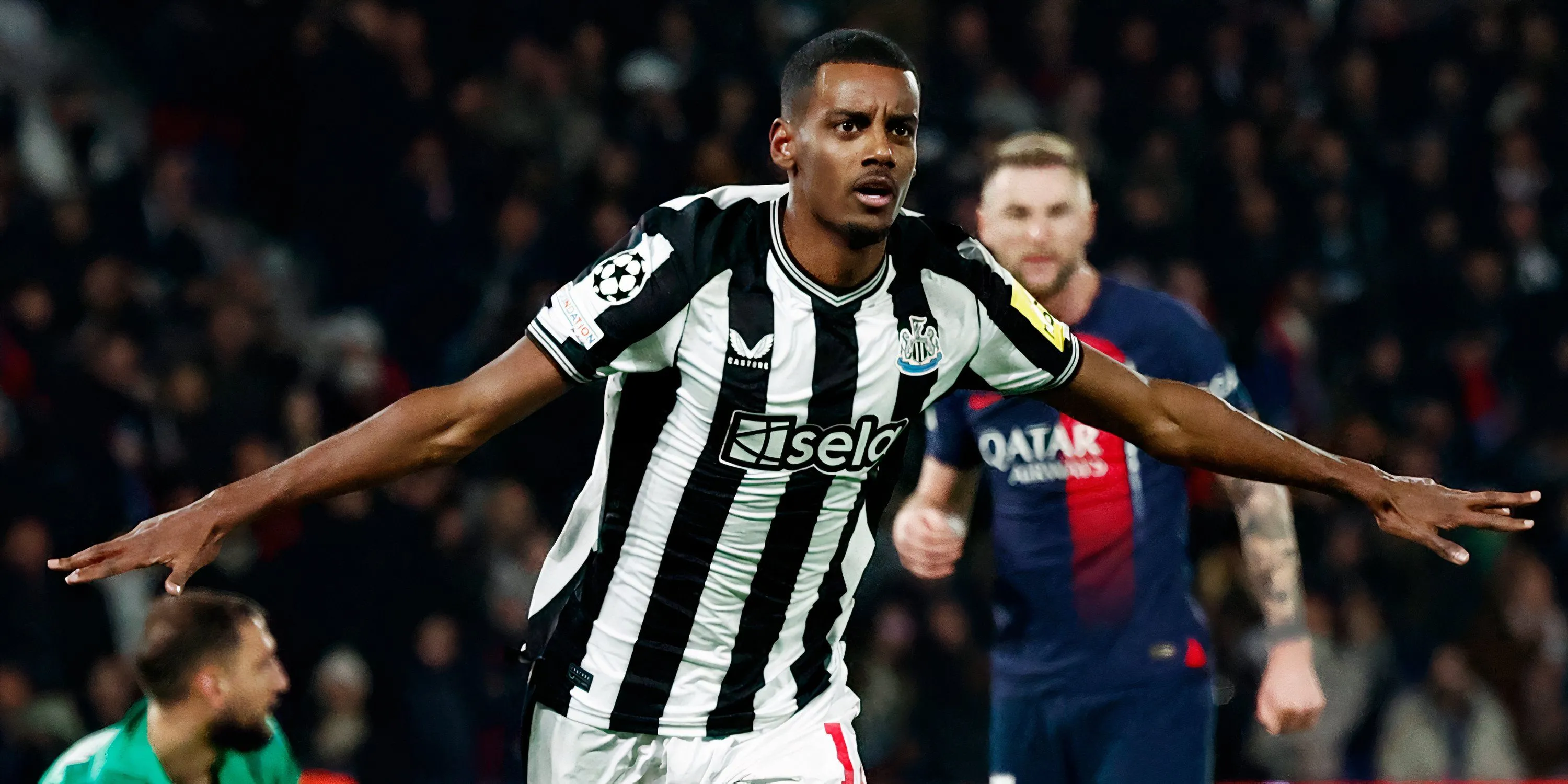Tiền đạo Alexander Isak của Newcastle ăn mừng bàn thắng tại Champions League