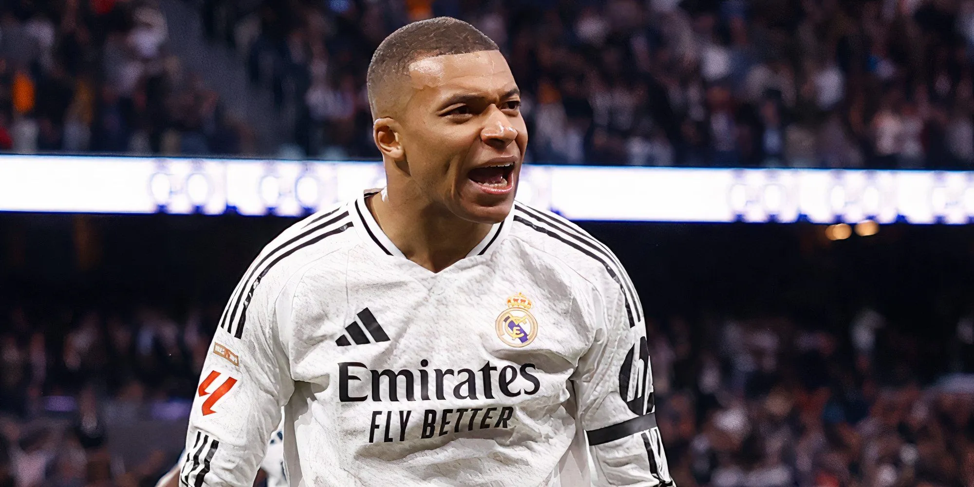 Tiền đạo Real Madrid Kylian Mbappe ăn mừng bàn thắng