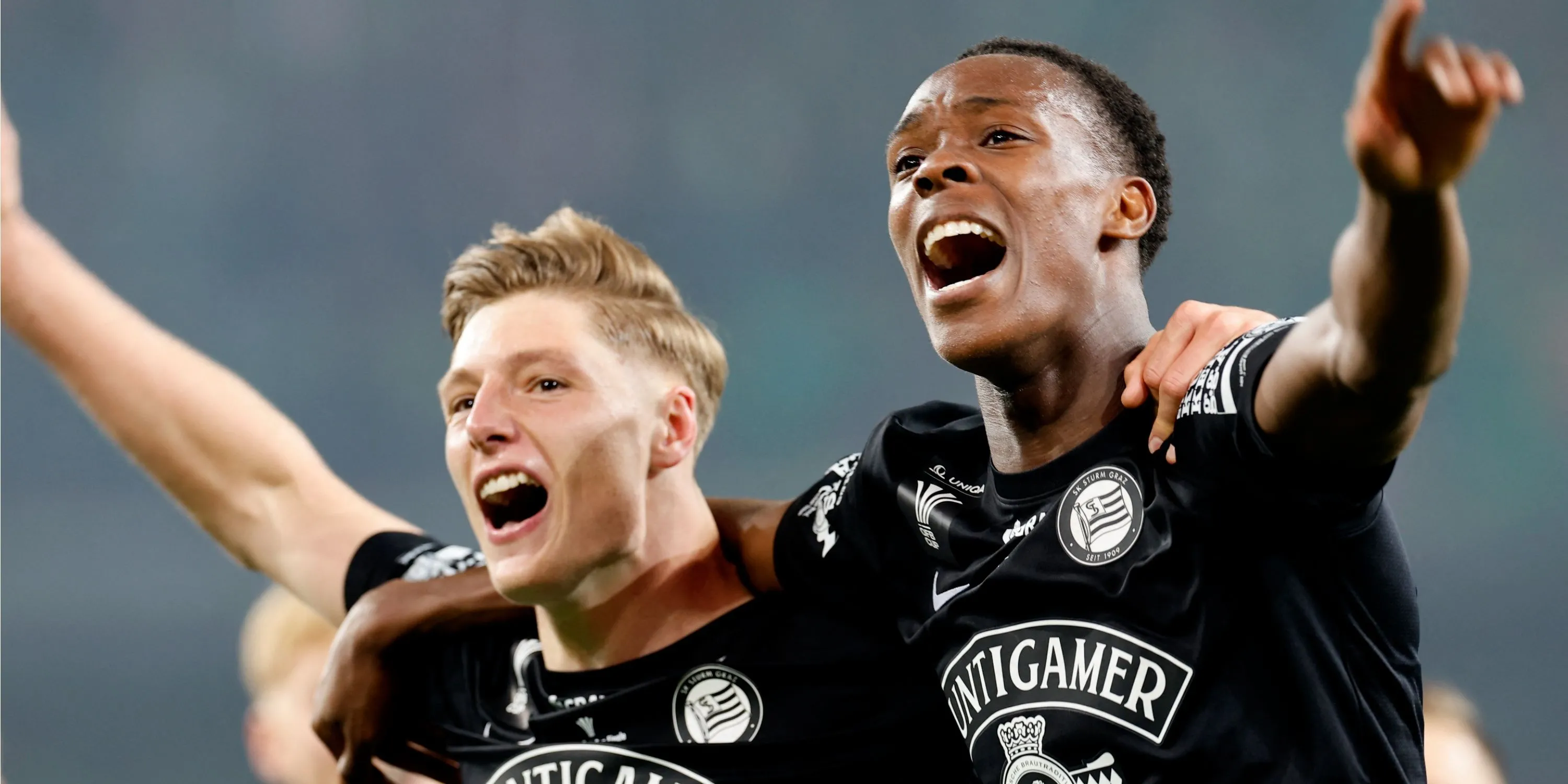 Tiền đạo trẻ Emanuel Emegha thi đấu cho Sturm Graz trước khi gia nhập Strasbourg