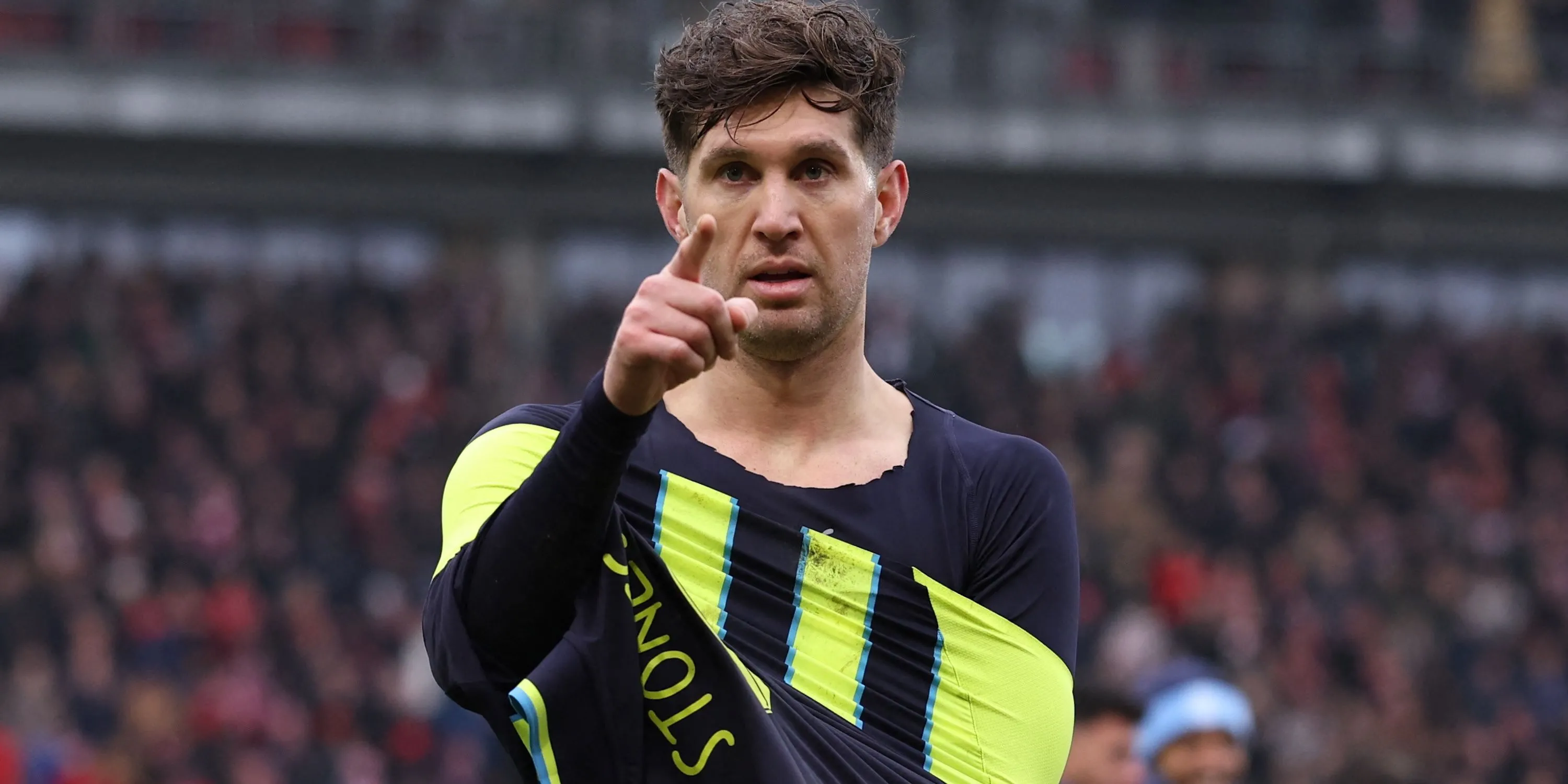 Hậu vệ John Stones của Manchester City với vẻ mặt đầy cảm xúc sau một trận đấu.