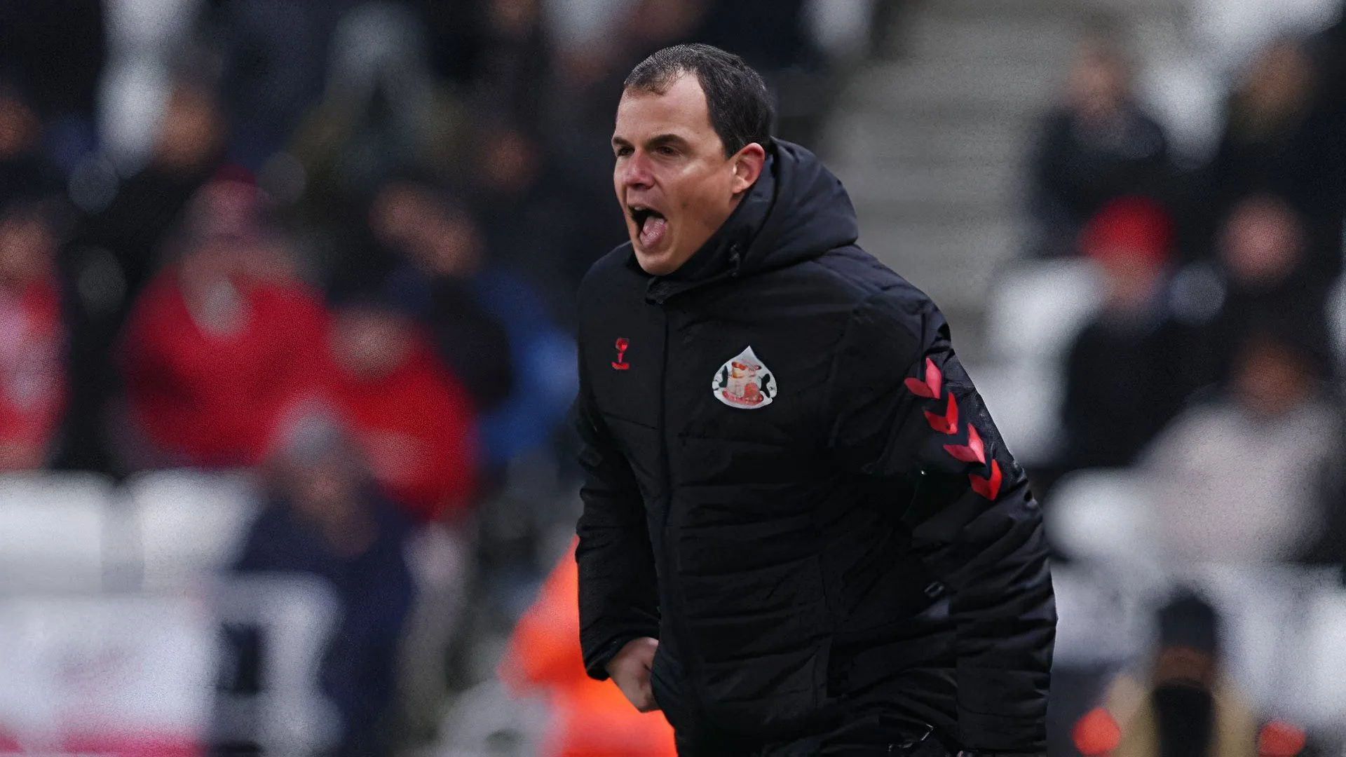 HLV Regis Le Bris chỉ đạo các cầu thủ Sunderland trong một trận đấu tại Championship.
