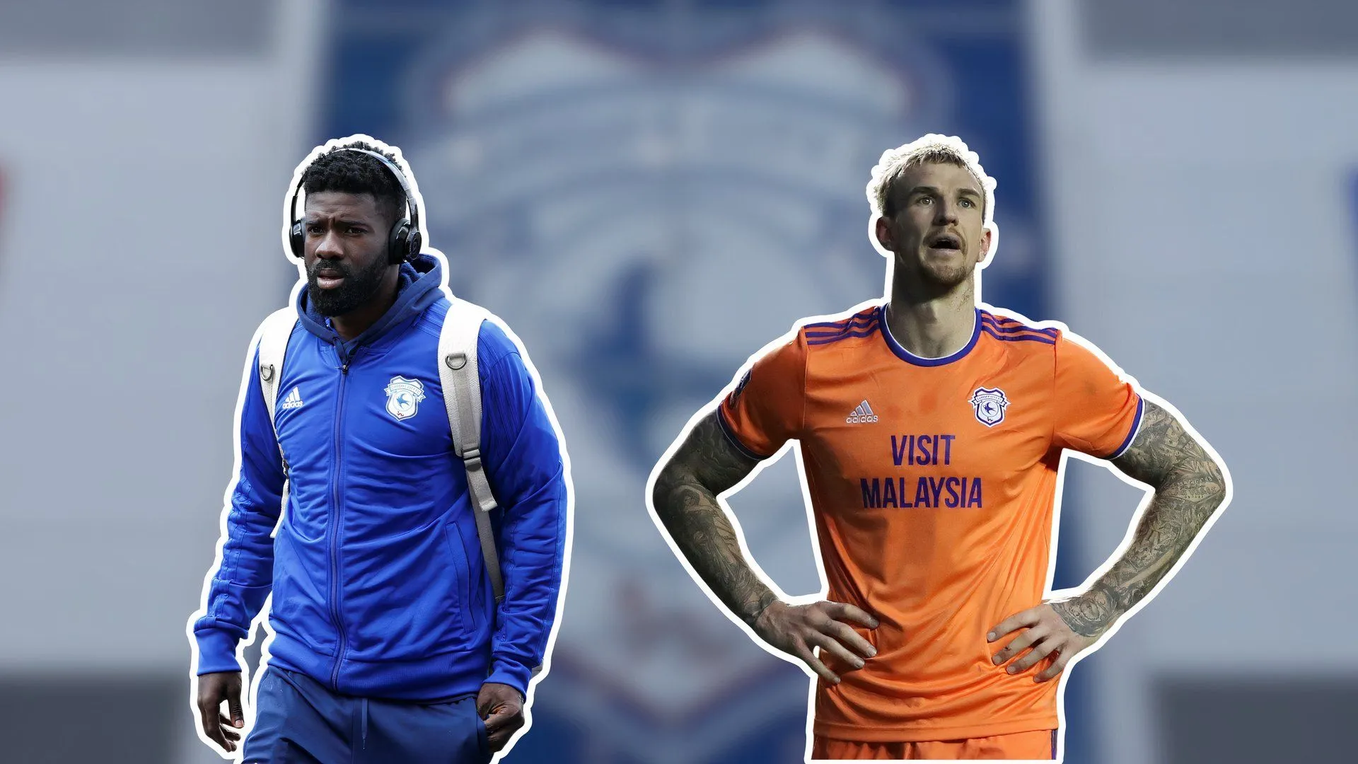 Bruno Ecuele Manga và Aden Flint khi còn khoác áo Cardiff City