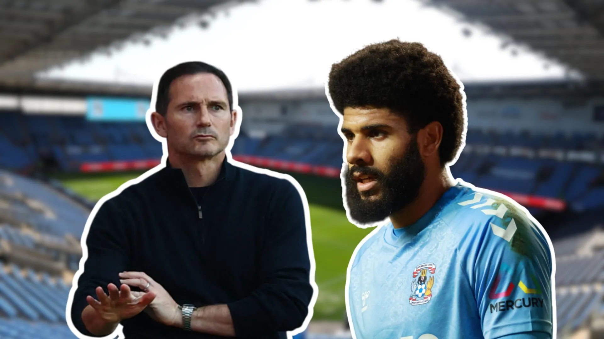HLV Frank Lampard và tiền đạo Ellis Simms tại sân vận động CBS Arena của Coventry City