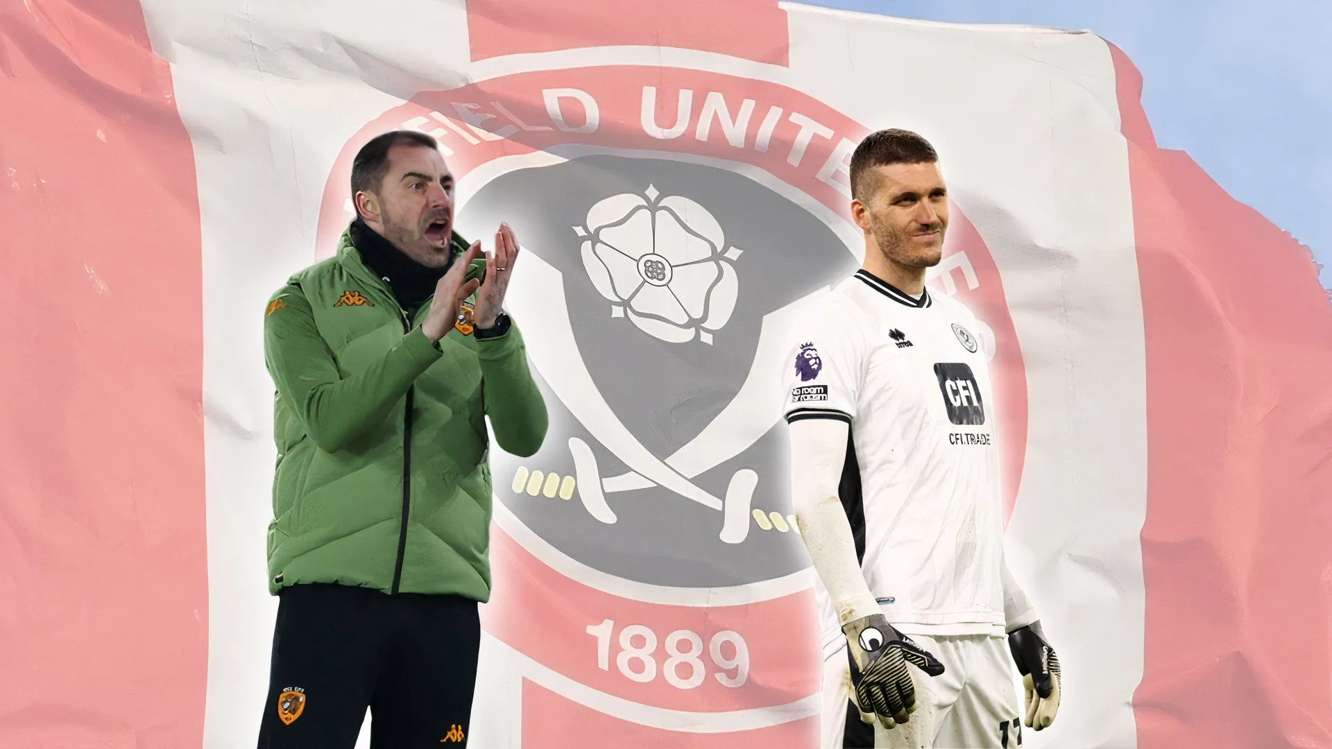 HLV Ruben Selles và thủ môn Ivo Grbic của Sheffield United trong buổi tập trước mùa giải