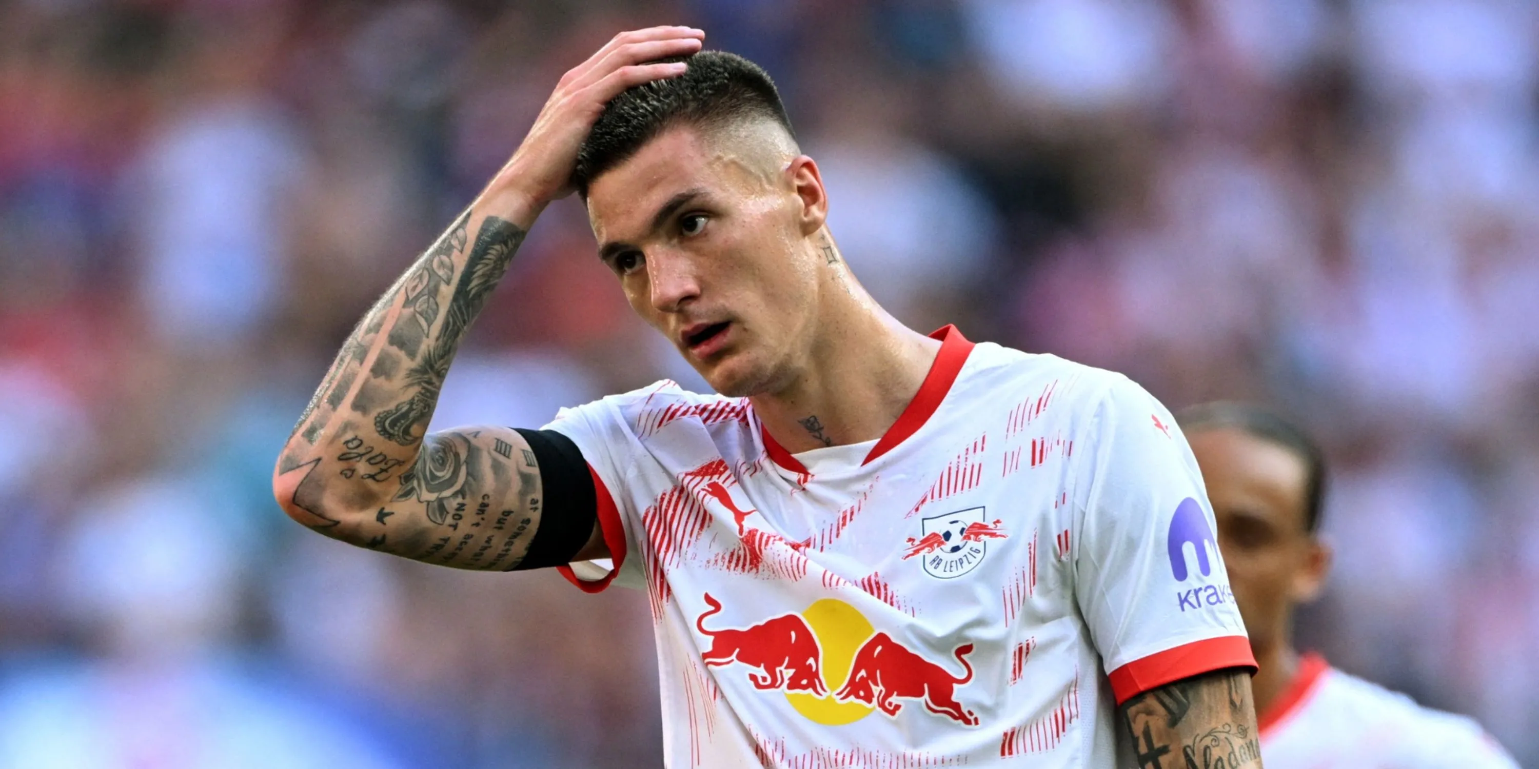Tiền đạo Benjamin Sesko trong màu áo RB Leipzig, mục tiêu chuyển nhượng hàng đầu từng được Arsenal nhắm đến