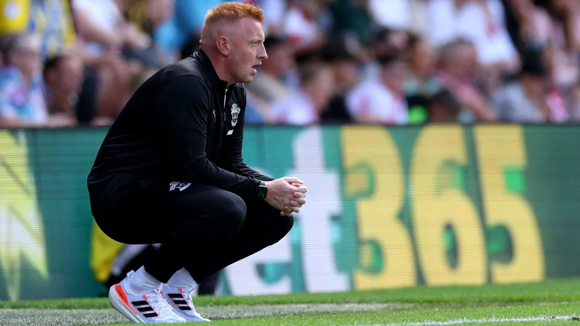 Huấn luyện viên Will Still đứng trên đường biên, đối mặt áp lực và chỉ trích từ người hâm mộ sau chuỗi trận yếu kém của Southampton